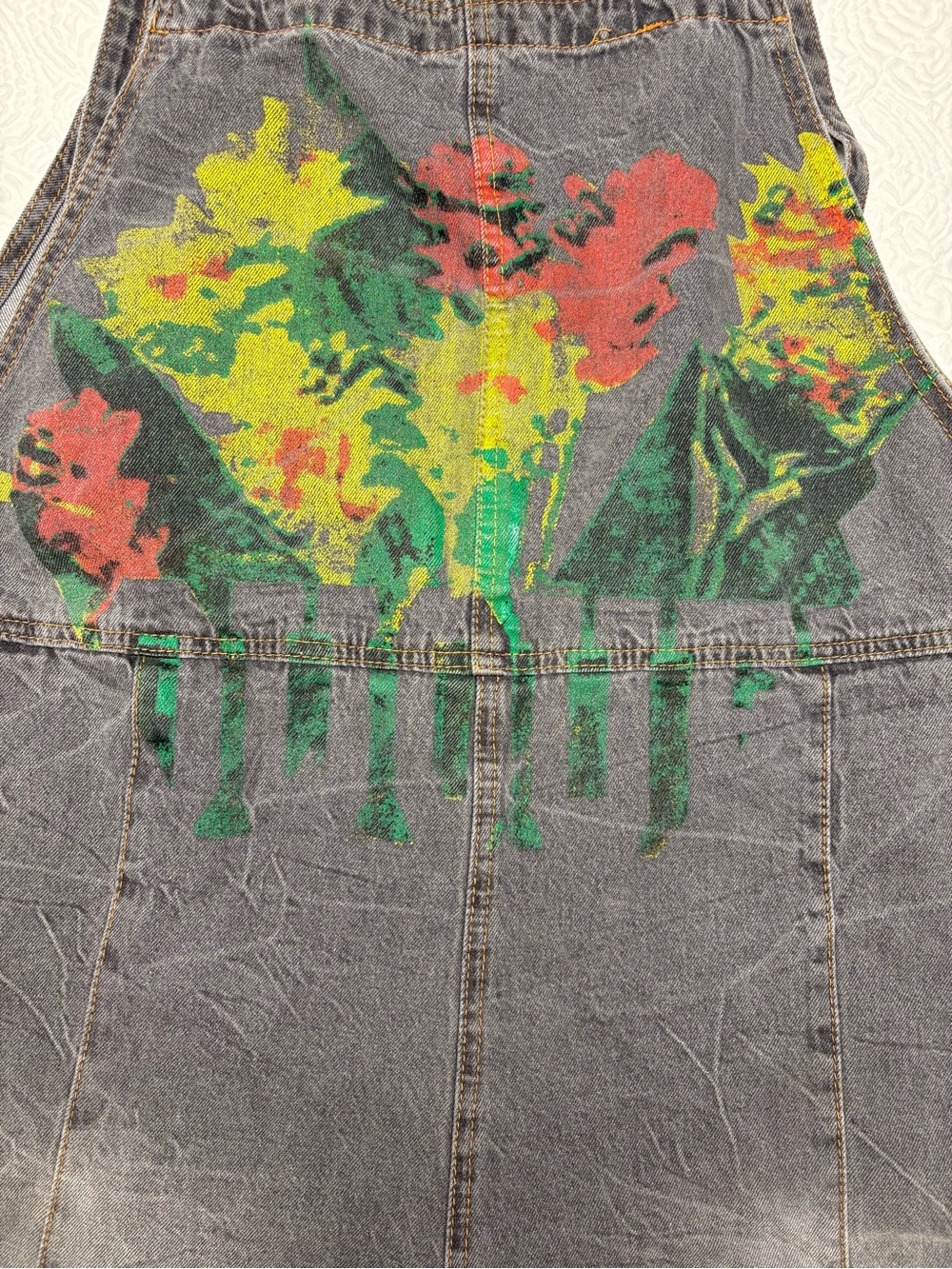 Gray Denim Overalls with Contrast Stitching - Size 2XL - Picture 2 of 10